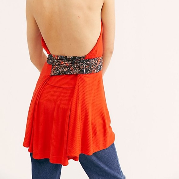 DONATED! FREE PEOPLE Halter Top Open Back Fringed Wrap Ties - Picture 7 of 8